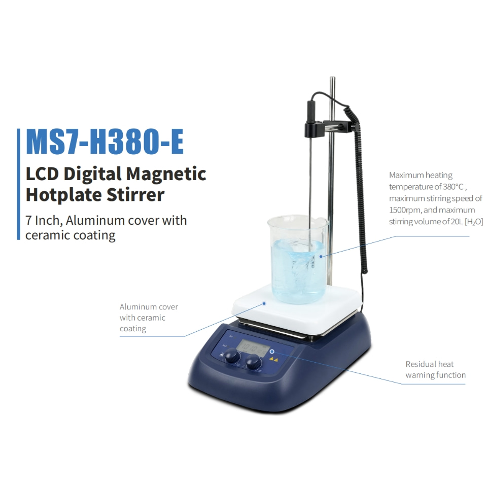 Lab Magnetic Stirrer Hot Plate - محرك مغناطيسي MS7-H380-E مع مستشعر PT1000،