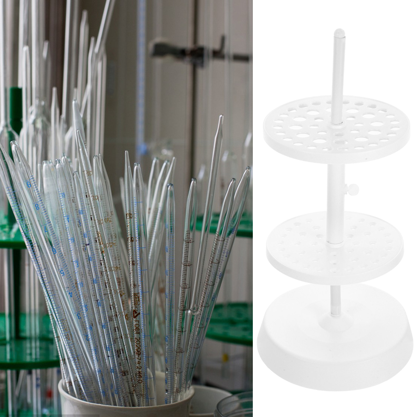Lab Equipment - حامل عمودي دائري للماصات البلاستيكية، رف