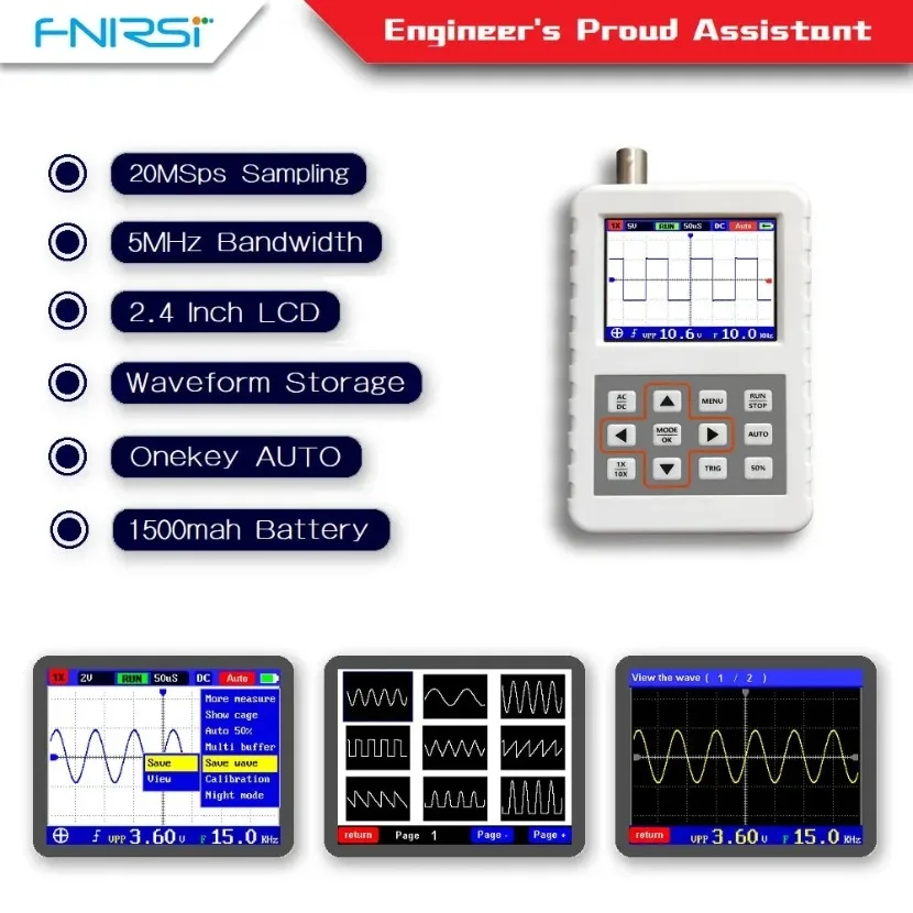 Fnirsi Digital Oscilloscope Handheld - جهاز قياس الإشارة الرقمي المحمول الصغير