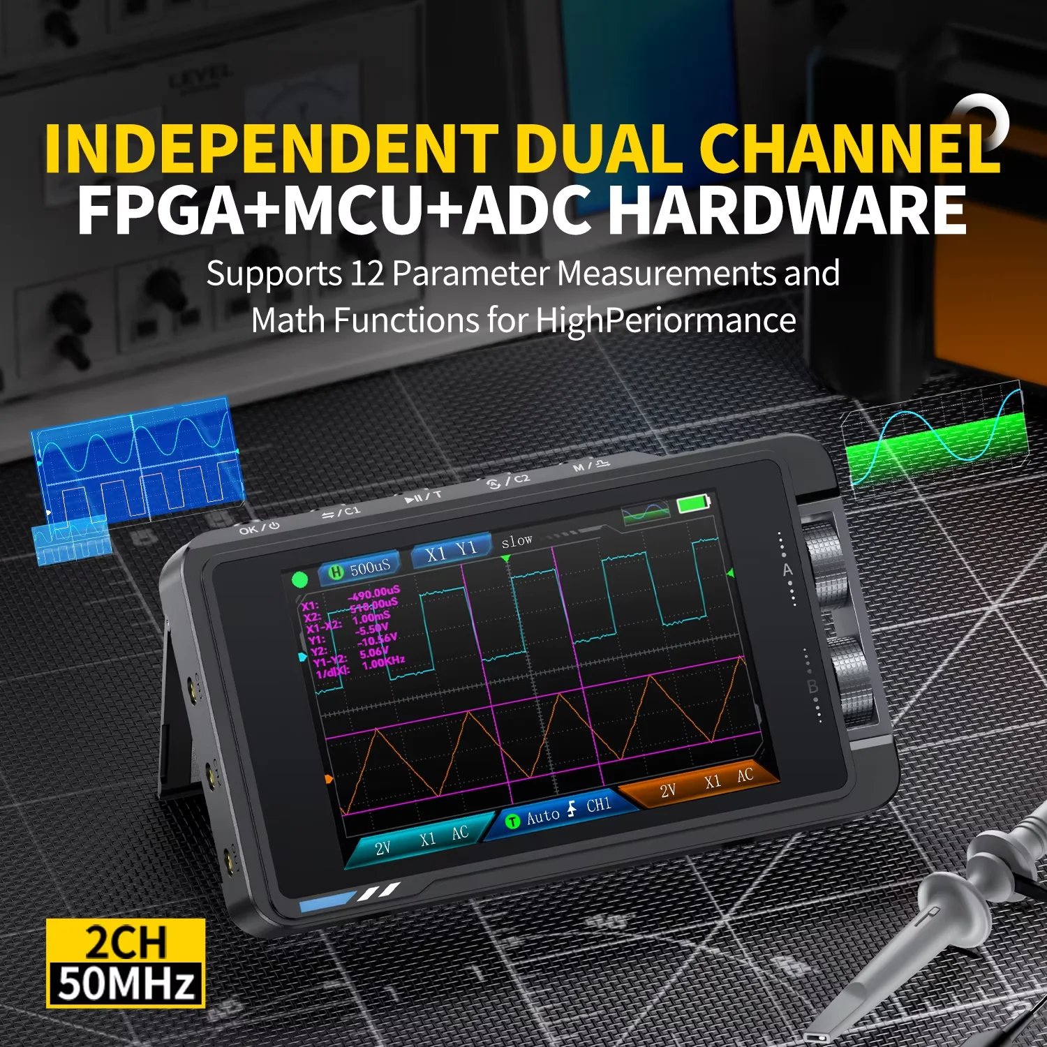 جهاز FNIRSI DS215H، جهاز قياس  - مراجعة Fnirsi Digital Oscilloscope Handheld وسعره