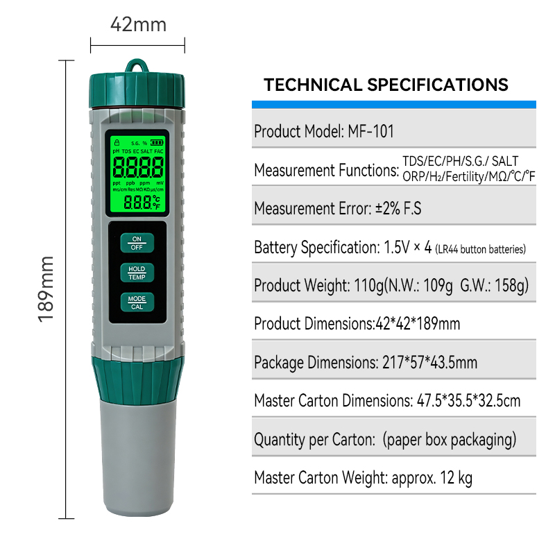 جهاز قياس جديد 10 في 1 لقياس د - مراجعة Ph Meter Digital Water Tester وسعره