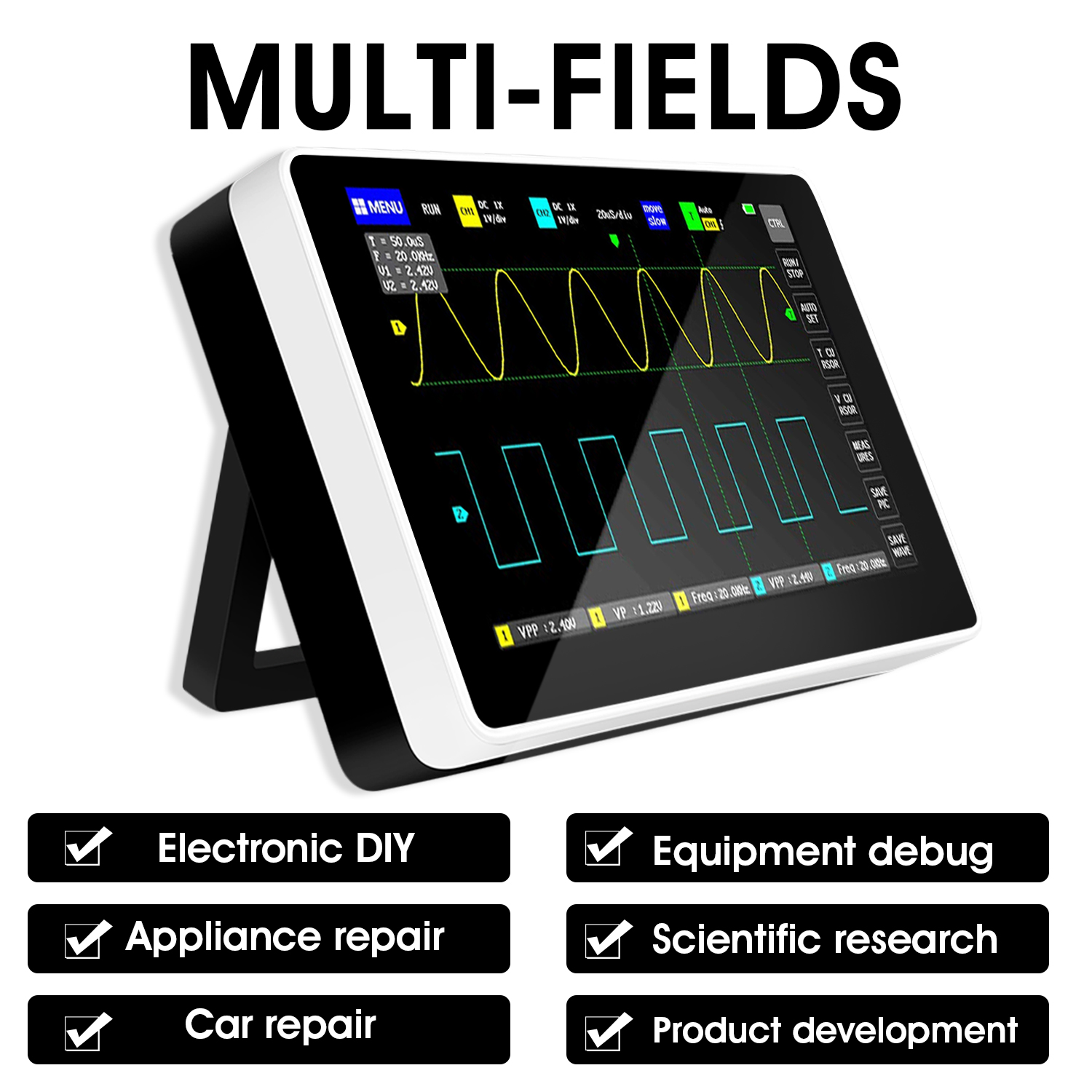 جهاز قياس الإشارة (أوسيلوسكوب) - مراجعة Fnirsi Digital Oscilloscope Handheld وسعره