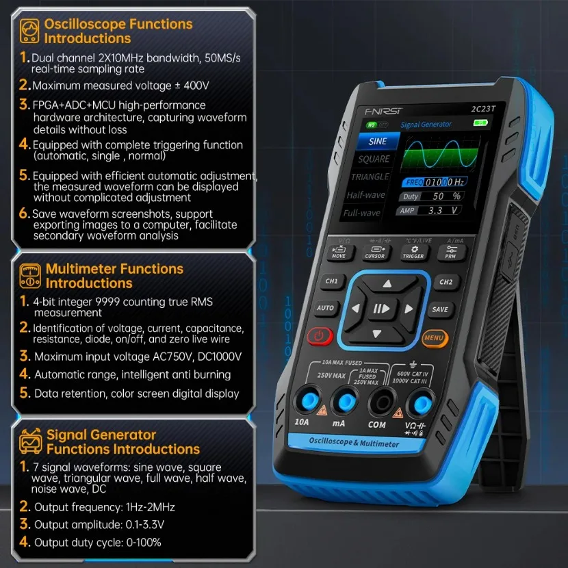 جهاز قياس رقمي محمول FNIRSI 2C - مراجعة Fnirsi Digital Oscilloscope Handheld وسعره